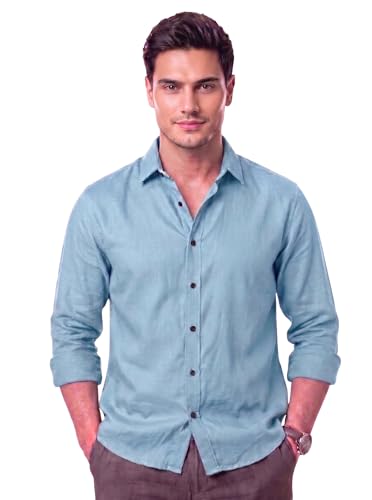 Image of Men's Cotton Blend Solid Casual Shirt Regular Fit Full Sleeve Shirt for Men Plain Formal & Casual Wear Collared Button Down Shirt