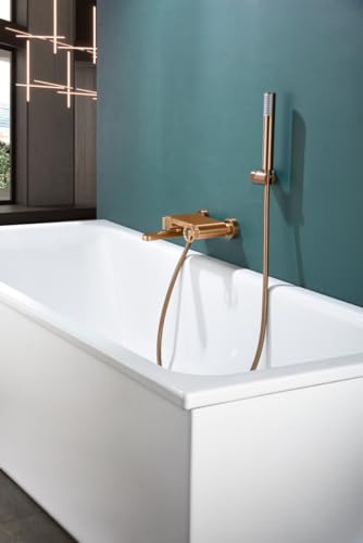 MICE - Grifo monomando para bañera o ducha con un diseño moderno - Grifo de baño con caño y con mango de ducha Oro Rosa Cepillado