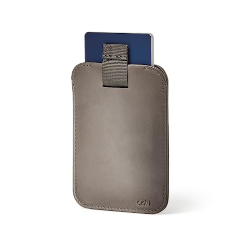 Distil Union Wally Sleeve | Minimalist Genuine Leather Slim Wallet & Credit Card Holder | MagLock Pocket, Pull-Tab Access, RFID Shielding (Gray)4