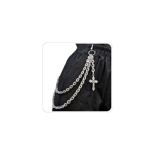 Punk Pants Chain Hip Hop Cross Sword Star Rivet Charm Layered Jeans Chains Wallet Chain Vintage Rock Chains for Women Men Halloween Jewelry Clothing Accessories