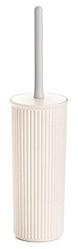 Image of Superio Ribbed Collection Toilet Bowl Brush and Holder Set, Decorative Plastic Bathroom Toilet Brush with Holder, Toilet Cleaner Scrubber, Eco - 1 Pack