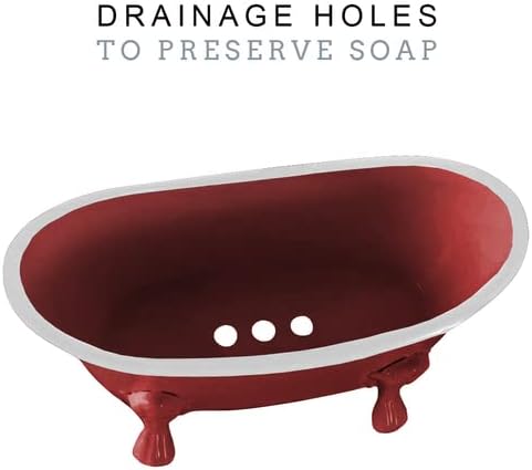 Miniatura 3 de Jabonera de metal con patas de garra de 5.5 pulgadas, esmalte rústico, minijabonera para decoración de bañera, colección de jabones (baya)