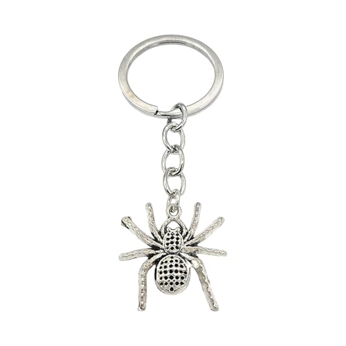 Promotech Llavero de araña – Elegante colgante de metal de acero inoxidable, diseño de lujo en plata para adultos y niños, plata, W2L6
