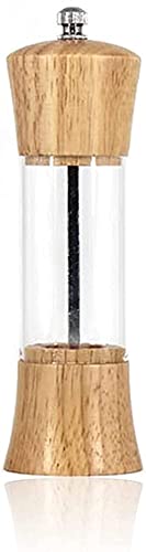 TONZN Manuel S Cuisine Moulin à Chili Corps en Bois Massif, Moulin Réglable 6 Pouces Bois Acrylique Spice Pfle Mill-2 Pcs and Basics Moulin à Sel Moulins à Sel et à Poivre (1 Pièce)