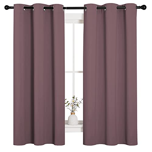 Image of NICETOWN Dry Rose Blackout Curtains for Bedroom (1 Pair, 42 x 63 inches), Farmhouse Thermal Insulated Room Darkening Drapes for Windows