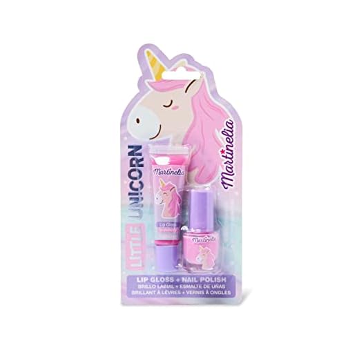 Set of lip gloss and nail paint for children, unicorn