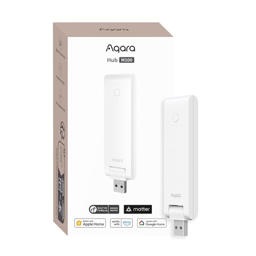 Aqara Smart Hub M100 for Home Automation, Matter Controller, Thread Border Router, Features Aqara Zigbee (Not Third-Party), Wi-Fi, Supports Amazon Alexa, Apple HomeKit, IFTTT, Home Assistant
