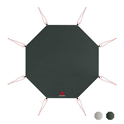 RANMODO グランドシート テントシート 八角 オクタゴン 420D 防水 軽量 ワンポールテントL用 タープ レジャーシート アウトドア キャンプ 収納バッグ付き 350x385cm (グレー)