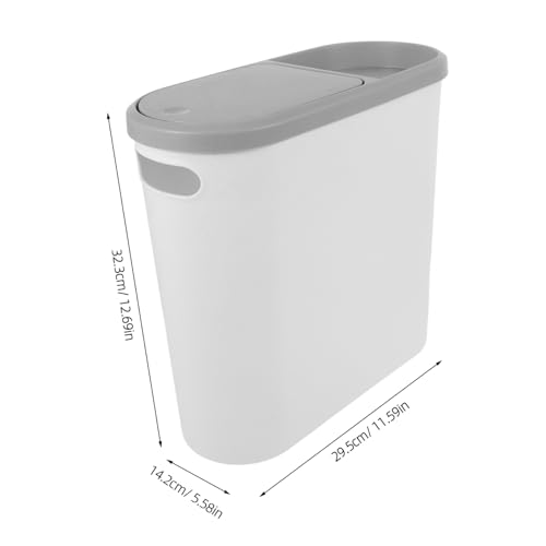 Caneca de basura rectangular blanca con tapa de presión miniatura 2