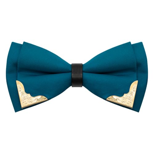 Image of Bow Ties for Men Women Metal Gold Bowtie, Pre Tied Mens Bow Tie Tuxedo Bowties Men for Prom Wedding Party