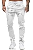 seiveini Herren Chino Hose Stretch Herren Cargohose Casual Freizeithose Skinny Slim Fit Arbeitshose Lange Anzughose mit Taschen Business Hose Große Größe Stoffhose A Weiß M