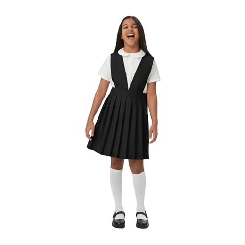 French Toast girls V-neck Jumper School Uniform Dress, Black, 8 US