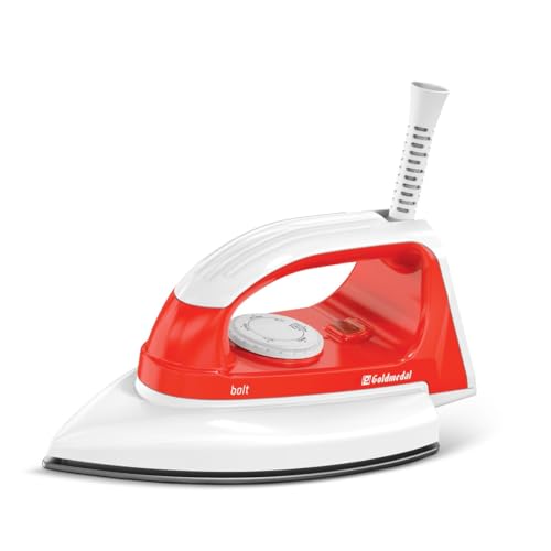 Image of Goldmedal Bolt 1000W Dry Iron | Non-stick Weilburger Premium Double Coated Soleplate | 5 Fabric Setting |1.8 Meter Cord | Thermal Fuse For Additional Safety| 2.5 Years Warranty | Light Weight (Red)