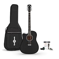Includes gig bag, spare strings, tuner & capo In-built pre-amp with three-band EQ offers easy amplification Ultra-comfortable C-shaped neck is perfect for beginners Poplar laminate fretboard provides a silky smooth playing surface