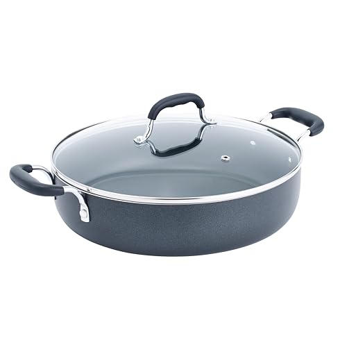 T-fal Specialty Nonstick 5 Qt Stock Pot with Lid Soup Pot, 5 Quart Casserole with Lid, Easy to Clean Non Stick Cooking Pot Cookware, Dark Blue
