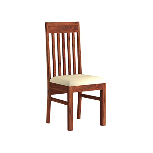 Image of Furniture Solid Sheesham Wood Dining Chairs Set of 2 Dinning Chair for Kitchen & Dining Room | Chairs with Cushion | Rosewood, Honey Finish
