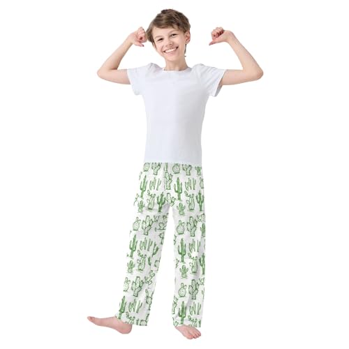 Cartoon Simple Catus Prints Pajama Pants Lounge Sleep Pants Elastic Waist Long Pajama Bottoms with Pockets for 6-14 Years3