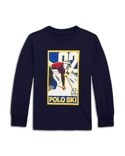 POLO RALPH LAUREN Men’s Polo Ski Cotton Long-Sleeve Tee (Navy, M)