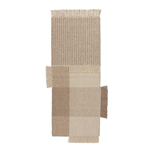 URBANARA Läufer Thavar - 100% Wolle 80x250 cm Handgewebt Natur/Eierschale Kette 50% Baumwolle 50%...