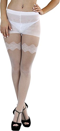 Image of ToBeInStyle Women's Faux Print Suspender Garter Sheers Pantyhose
