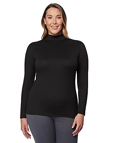 32 Degrees Heat Womens Ultra Soft Thermal Lightweight Baselayer Mock Neck Long Sleeve Top, Black, X-Small