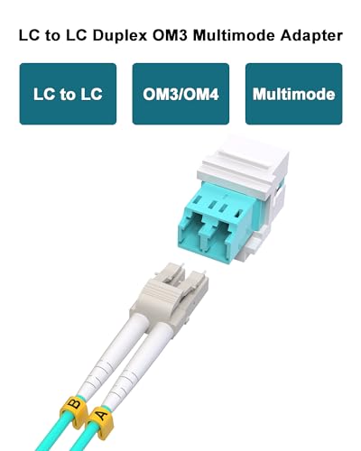 10 pcs Duplex LC to LC Fiber Coupler, Multimode Fiber Optic LC Keystone Jack Coupler for Fiber Wall Plate,Surface Mount Boxes(Fiber Optic Adapter, OM3/OM4)