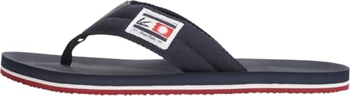 Tommy Hilfiger Herren Comfort Patch Beach Sandal FM0FM05900 Flip Flops, Blau, Größe 45,5