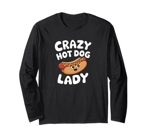 Crazy Hotdog Cart Lady Funny Snack Foodie Tees Bag And More Maglia a Manica