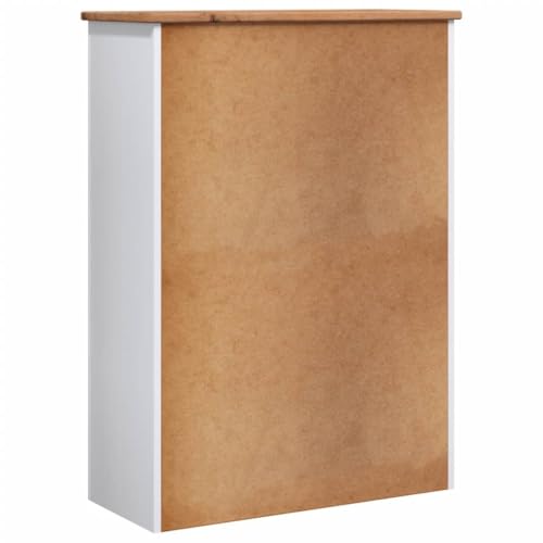 Librería blanca de madera con 3 niveles y cajón para salón 8