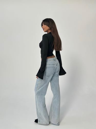 Women's Lace V Neck Long Sleeve Going Out Tops3