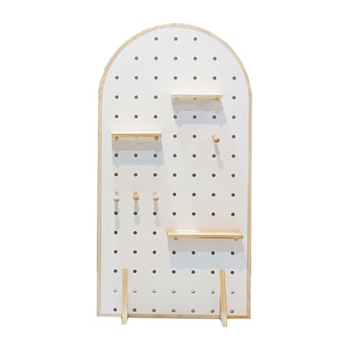 Étagère murale en panneau perforé et support bois pour rangement maison