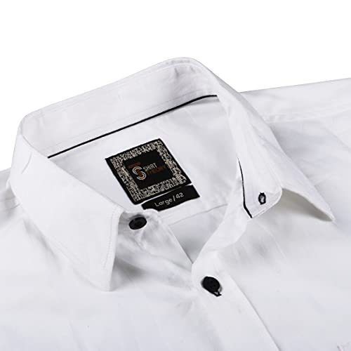 Image of SHIRT THEORY White Cotton Full Sleeves Casual Shirt for Men II White Cotton Shirt for Men II Stylish Shirt for Men II Men Casual Shirt II Exclusive Luxury Shirts for Men