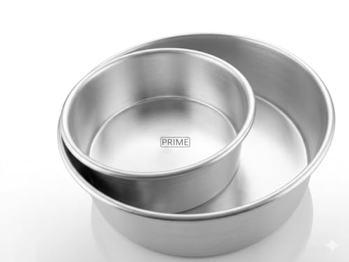 Image of Prime Bakers and Moulders Round Aluminium Cake Baking Mould for Oven 3 Inch Depth (Silver) (8,10 Inch)
