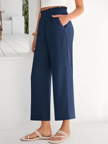Image of ANRABESS Womens Wide Leg Palazzo Pants Summer Beach High Waisted Cropped Flowy Pants 2026 Dressy Casual Trousers with Pockets