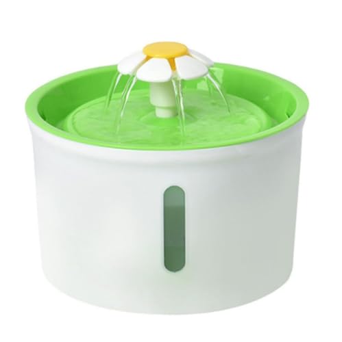 MLTUN MAKAN 第2世代アップグレード自動ペット用給水器、循環式給水器、シンプルなデザイン、自動、大容量、シリコンパッド付き、小型犬や猫に最適、活性炭フィルター、屋内使用、ケージ付き、放置可能、水不足を監視 (1.6L,緑の色)