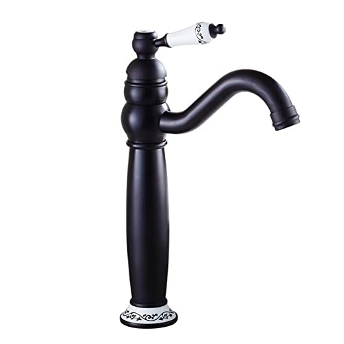Mitigeur chaud froid en laiton antique noir pour évier de salle de bain