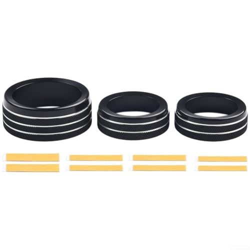 HEBEOT 3 x Schalterknöpfe, Aluminiumlegierung, Knauf-Ring-Abdeckung, Lautstärkeregler, Ringabdeckung für Jeep für Grand für Cherokee 2014–2021, 4,3 x 1,7 cm