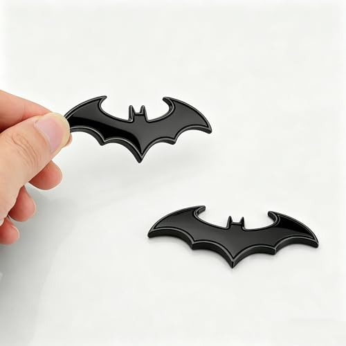Image of 3D Metal Chrome Bat Emblem Badge Sticker Decoration for Car, Truck, Motorcycle, RV, Scooter, SUV, Door, Window (Black Bat)