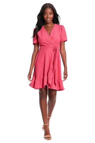 Image of London Times Women's Summer Ruffle Short Dress | Cocktail Dress for Women | Petite Dresses for Women Party