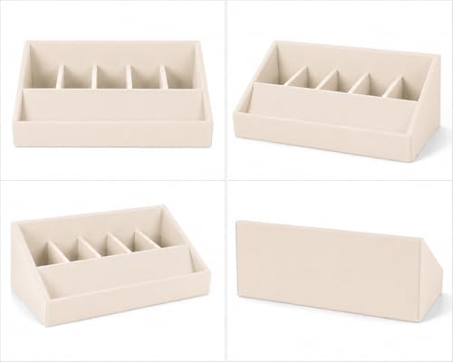 Image of La Trove 5 Slot Belt Organizer Display Tray for Men, Cream | Stackable tray keeps formal, casual and leather belts arranged neatly in wardrobe, closet, drawer, dresser or dressing table