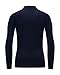 Poekuao Youth Thermal Compression Shirt Boys Long Sleeve Fleece Undershirt Sweat Wicking Athletic Base Layer for Soccer Football Baseball Navy L