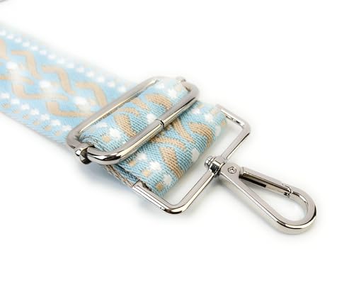 Image of Purse Strap Replacement for Crossbody Bags & Handbags | Premium Webbing with Silver Hardware Clip-On Installation Adjustable Length Comfortable Wide Guitar Style Strap