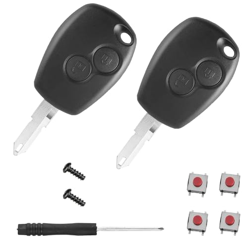 ShnminEU 2 Pezzi Guscio Ricambio per Chiave compatibile con Renault Dacia Duster Logan Lodgy Sandero, Cover Scocca Telecomando a 2 Tasti con Lama, Telecomando Ricambio Chiave