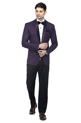 Image of FAVOROSKI Designer Men's Solid Poly Viscose Slim Fit Shawl Collar Tuxedo Suit Blazer