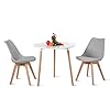 H.J WeDoo Table de Salle à Manger et 2 Chaises, Ronde Table en Bois Diamètre 80 cm, Chaises 52 x 48 x 82 cm, Ensemble de Meubles pour la Maison, Le Bureau, la Cuisine, Le Balcon, Gris