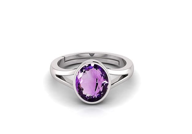 ridhugems 14.25 Ratti 13.60 Carat Amethyst Katela Ring Original Certified Natural Amethyst Stone Ring Astrological Birthstone Adjustable Ring for Men and Women,s-picture-33