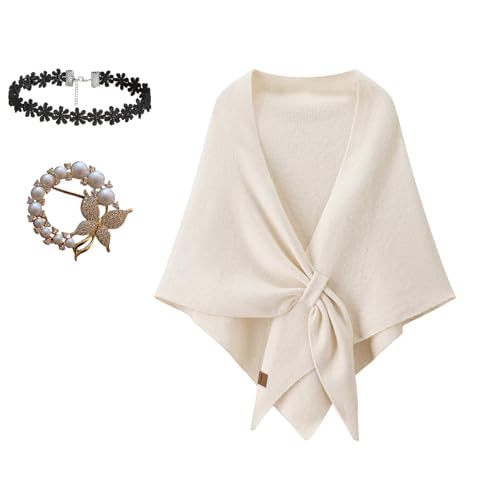 2026 Pashmina Shawl Wraps Women Knitted Shawls And Wraps For Women Cardigan Cape Poncho Shawl Shawl Scarf (white)