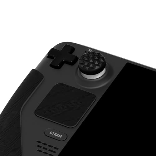 Image of PlayVital Professional Textured Soft Rubber Pads Handle Grips for Steam Deck LCD & OLED, Trackpads Skin Grip Enhancement Back Button Protective Stickers with Thumb Grips -Water Ripple Textured Black