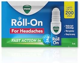 Vicks Headache Relief Roll-On, 2s Pack, Fast Action in 2 Minutes, with Menthol & Camphor