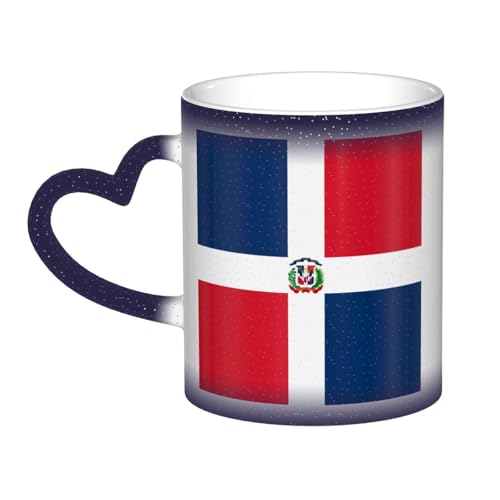 Kingww Mug magique réactif à la chaleur République dominicaine 325 ml – Une expérience de boisson qui change de couleur avec la température
